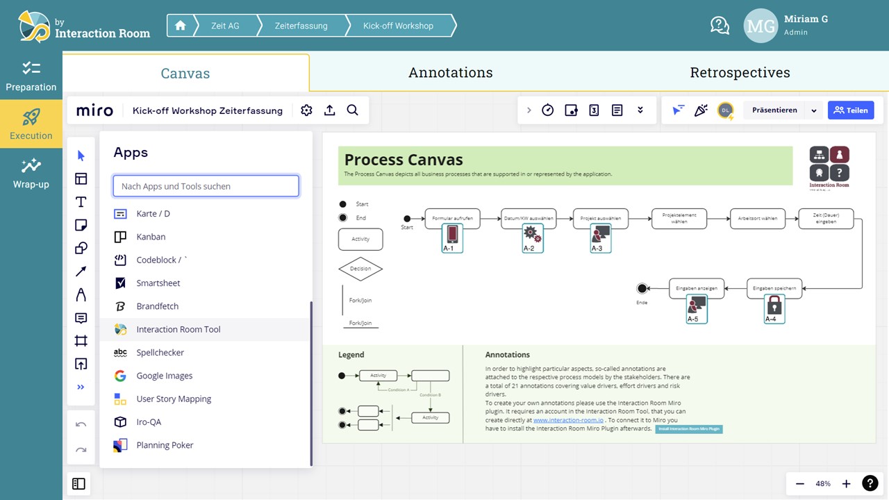 Interaction-Room-Tool: Miro-Integration und Prozesslandkarte